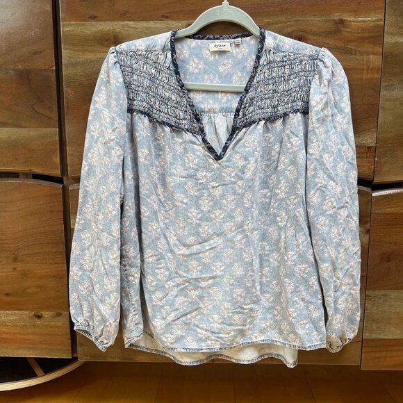 Dylan Los Angeles Blue Peasant Blouse, Size Small - Picture 1 of 11